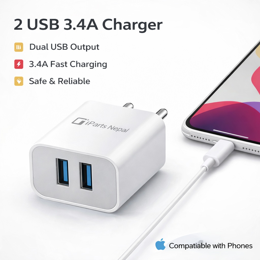 2 USB 3.4 AMP Charger (Lighting)