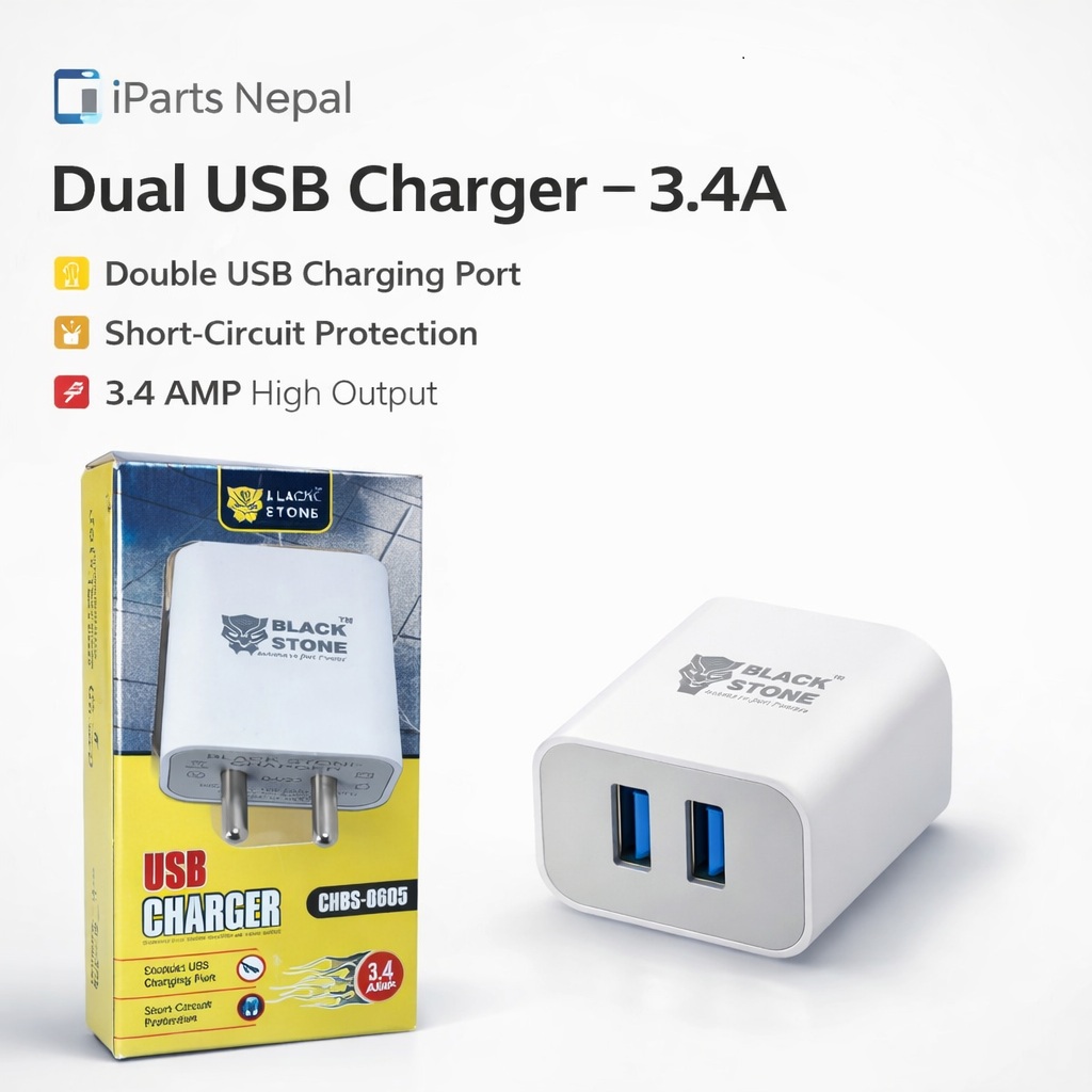 2 USB 3.4 AMP Charger (Type-C & Micro)